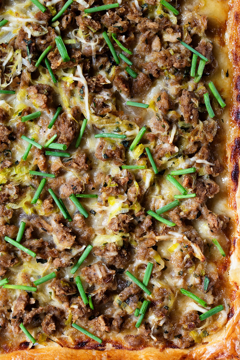 Sausage and Leeks Puff Pastry Pizza Real Food by Dad